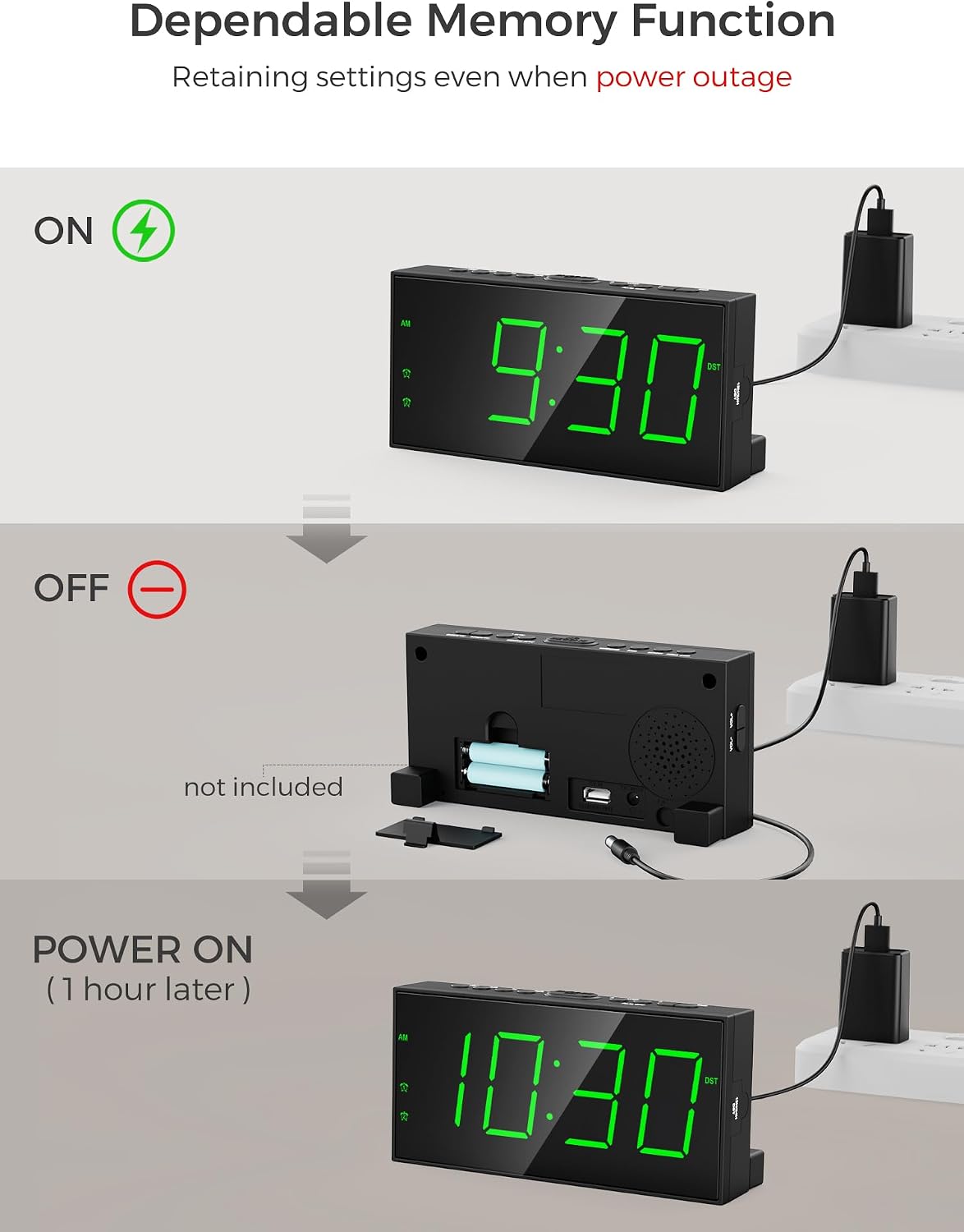 Vibrating Alarm Clock for Heavy Sleepers with Bed Shaker, 116dB Dual Alarms
