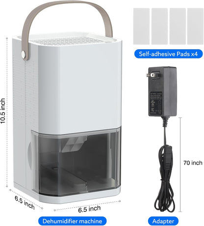 Dehumidifier Dual Core Small Quiet for Bathroom RV Bedroom | Portable, Auto Shut OFF, 57OZ Water Tank. Delay-Off Timer and Ambient Light. Perfect for Small Basement RV Camper Closet