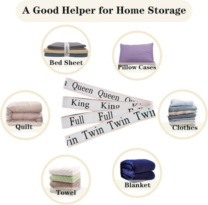 12 Pieces Bed Sheet Organizer Bands, Closet Organization Sheet Straps, Linen Labels Bedding Bands, Elastic Bed Sheet Storage Sheet Keepers （6PcsQueen 6PcsKing ）
