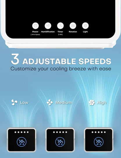 Windowless Air Conditioner w/4 Mode,3 Speed, Waterless Alert,2.4-Gal Tank for 24H Cooling, 12H Timer Swamp Cooler Air Conditioner, 20FT Remote,70° Auto Swing Evaporative Air Cooler for Bedroom