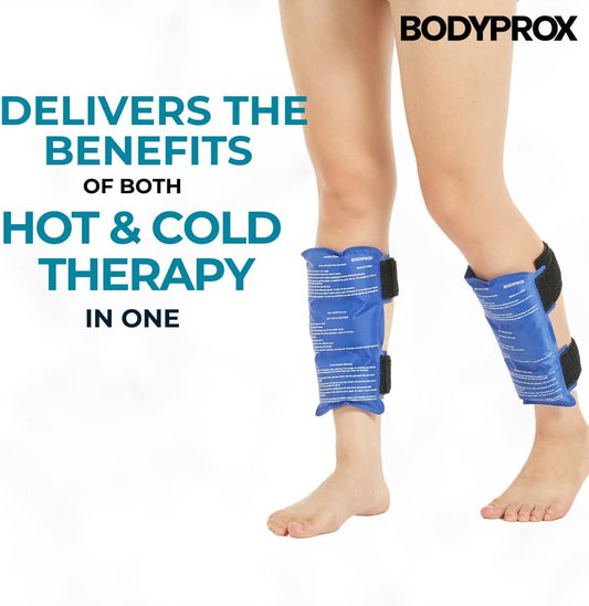 BODYPROX Shin Splint Ice Pack 2 Pack - Reusable Cold and Hot Wrap for Shin Splints Pain Relief, Flexible Ice Pack for Runners