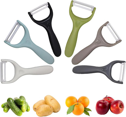 Trez Treamer 6PCS Vegetable Peeler Set with Sharp Blade,Ceramic Apple Peeler Potatoes & Potato Peeler Veggie Peeler Fruit Peeler Carrot Y Peeler Utral Fast Peeling without Rust for Kitchen