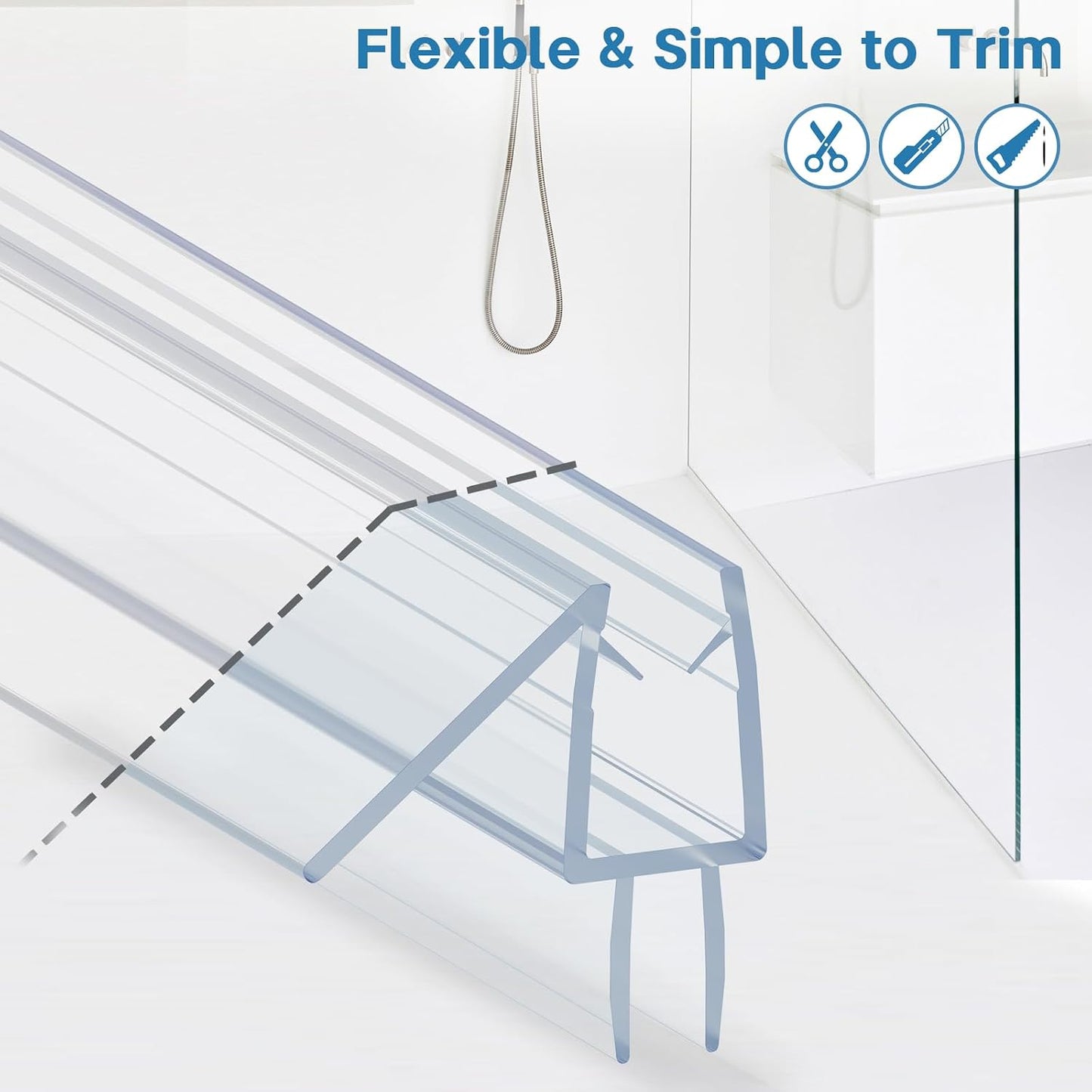 Shower Door Bottom Seal Strip, 2PCS Seal Strip, Ultra Clear PVC, 36" Length, Fits 6mm Thick Glass, Prevents Leaks, Easy Installation, No Adhesive Required (Ultra Clear, 36in for 1/4"(6mm) Door)