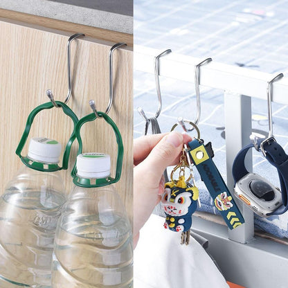 4 Pack Shower Door Hooks Stainless Steel Double Hooks Towel Hook Bathroom Squeegee Holder Over Glass Door Hook for Bathroom Semi-Frameless Sliding Shower Door Soap Saver Bag Pouch