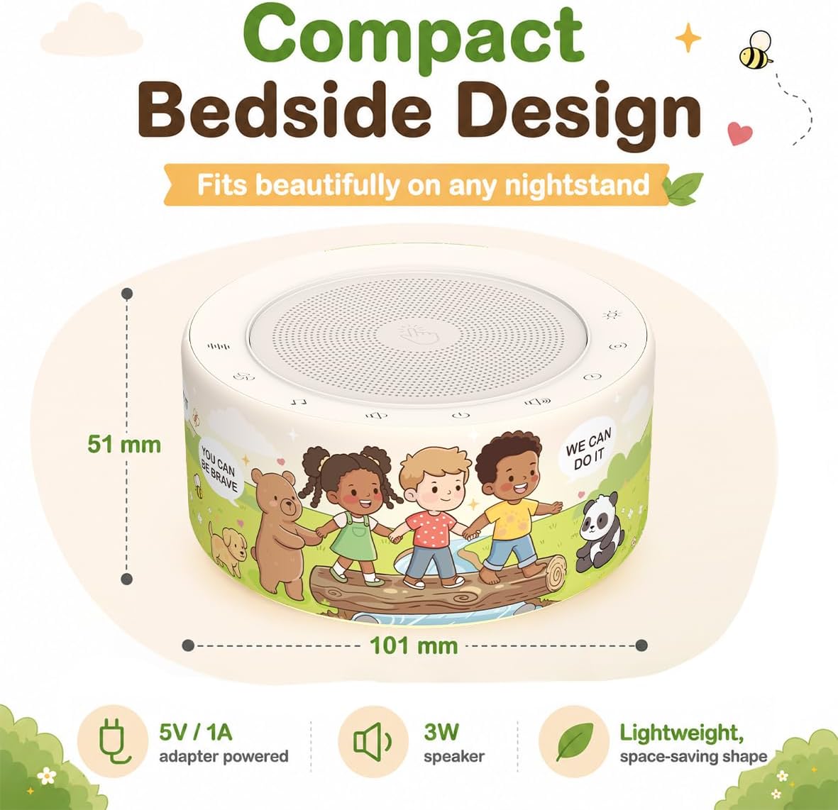 Kipcush White Noise Machine for Baby & Adults, 30 Soothing Sounds, Sleep Sound Machine with 8 Color Night Light, Memory Function, White Noise for Sleeping, Nursery, Office, Travel & Relaxation