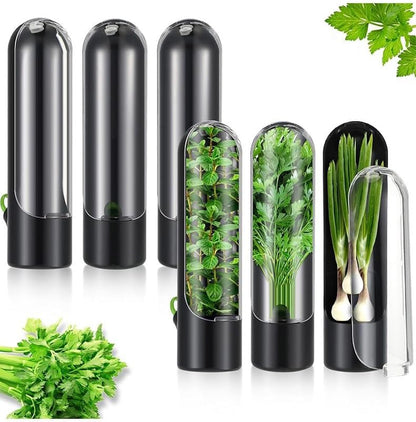 PLBSE Herb Saver Pod Containers, Herb Fresh Keeper for Refrigerator, Keeps Vegetables Fresh for 2-3 Weeks (White)