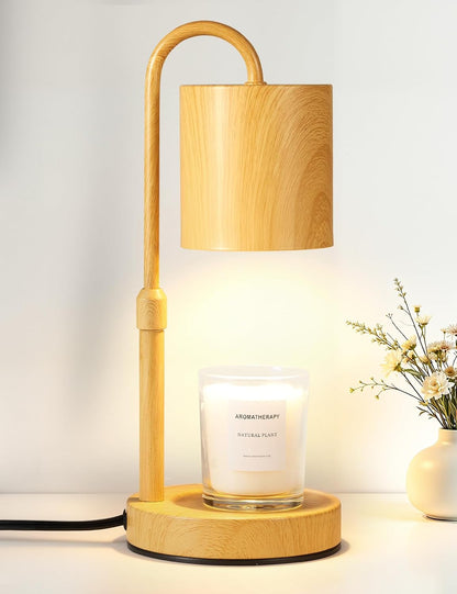 Briever Dimmable Candle Warmer Lamp with Timer, Height Adjustable Electric Candle Wax Warmer, Christmas Birthday Gifts for Women Mom, House Warming Gifts New Home Room Decor, Black Solid Wood Base