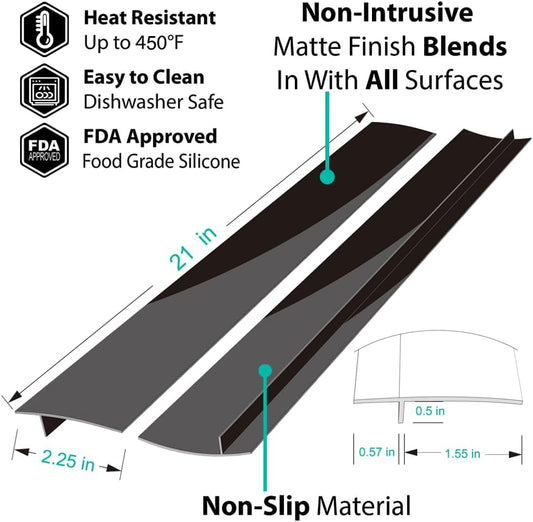 Stove Counter Gap Cover - 25 Inch Silicone Stove Gap Filler 2 Pack White | Kitchen silicone oven gap filler, countertop strips gap guard, easy to clean; white counter gap cover,crack guard for counter