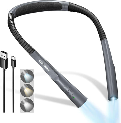 Glocusent Upgraded LED Neck Reading Light, Book Light for Reading in Bed
