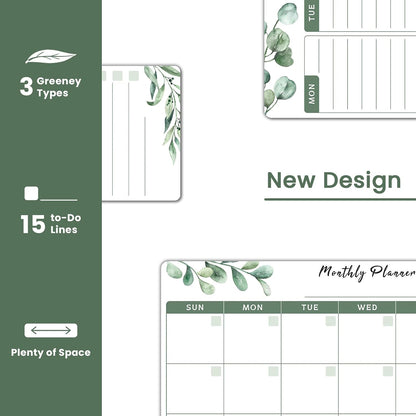 ALEZEL Magnetic Dry Erase Refrigerator Calendar Set | Dry Erase Fridge Calendar Set, Includes Magnetic Monthly & Weekly Planner with List White Board, 4 Markers + Eraser