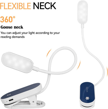 VAVOFO Rechargeable Book Light, 14 LEDs Eye Care Clip On Amber Reading Light for Bookworms Reading in Bed with 9 Colors 9 Brightness (Blue)