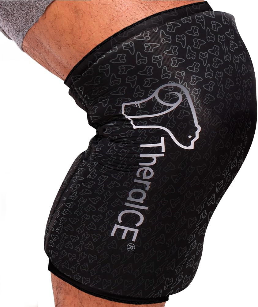TheraICE Knee Ice Pack Wrap, Reusable Cold Compression Sleeve for Injuries | Flexible Gel Ice Pack, Cooling Knee Sleeve for Elbow, Ankle & Calf, Post-Surgery Recovery, ACL MCL Relief