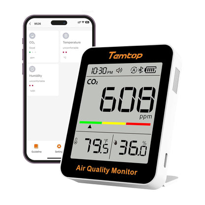 Temtop T1 Bluetooth Indoor Thermometer Hygrometer for Room Temperature | Humidity Notification Alerts, Data Export, Digital Gauge for Home, Office, Greenhouse, Garage, Nursery, Gift