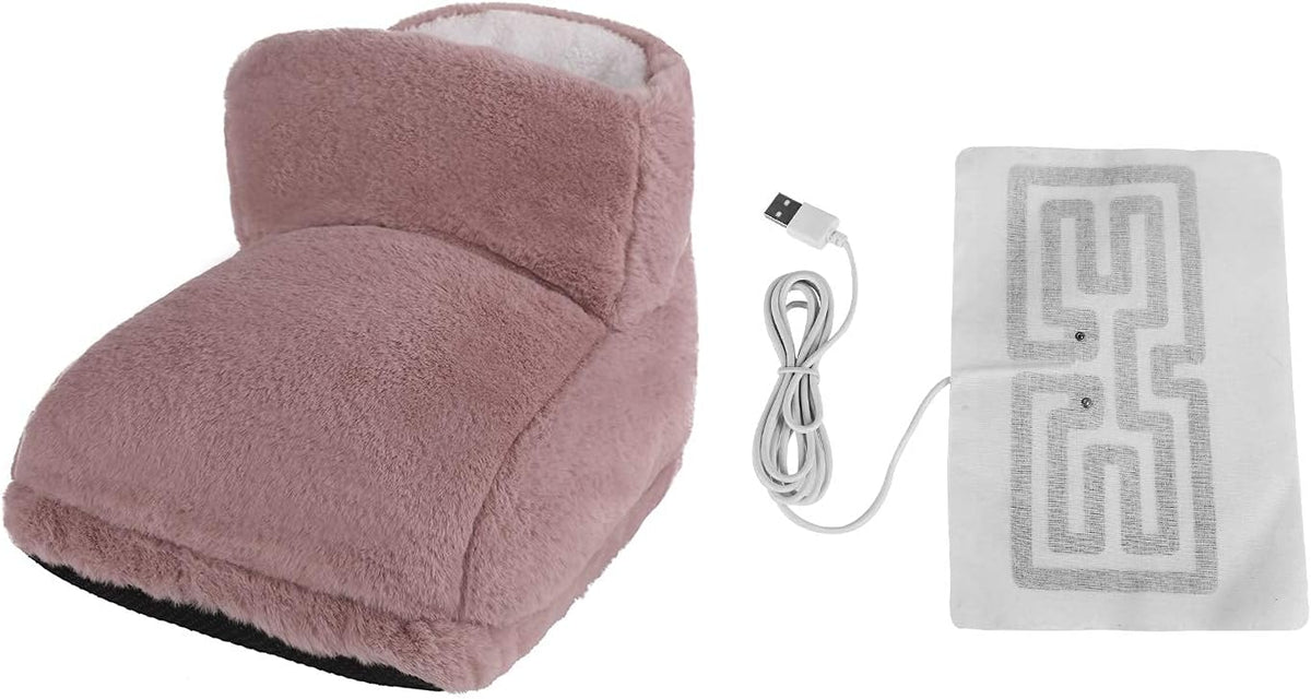 Electric Heated Foot Warmers for Men Women Fuzzy Thick Plush Foot Heater Winter USB Rechargeable Thermal Heating Ankle Feet Warmer Boots Shoes