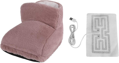 Electric Heated Foot Warmers for Men Women Fuzzy Thick Plush Foot Heater Winter USB Rechargeable Thermal Heating Ankle Feet Warmer Boots Shoes