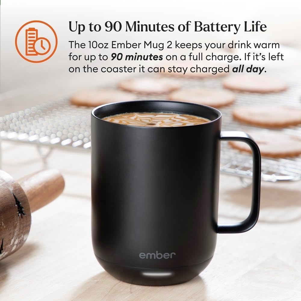Ember Temperature Control 14oz Smart Mug 2, App-Controlled and Rechargeable Heated Coffee Cup Warmer with Intelligent LED Display, Sage Green.