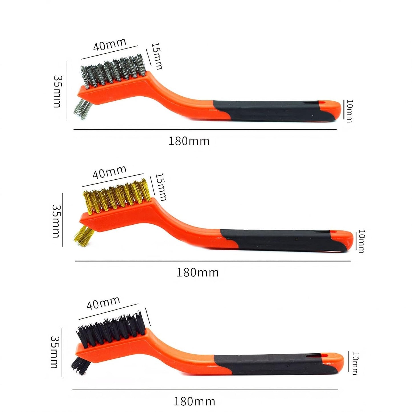3pcs Nylon Cleaning Brushes Small Wire Brush Set for Cleaning Rust Removal in Holes