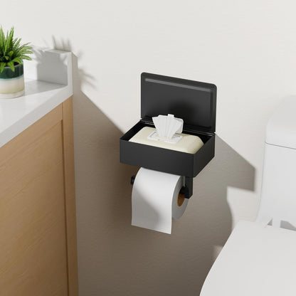 FORIOUS Toilet Paper Holder with Shelf, Wall-Mounted Modern Wipes Dispenser | Brushed Nickel | Toilet Paper Holder with Storage for Bathroom | Fits Wipes, Sanitary Napkin, Tampon | 8.0"x5.3" Large Shelf