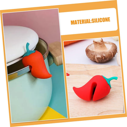 Cabilock 4pcs Silicone Spill Stopper Pot Lid Riser Clips Heat Resistant Lid Lifter for Cooking Pots Anti-Overflow Kitchen Gadget Suitable for Soup Chili and Steaming