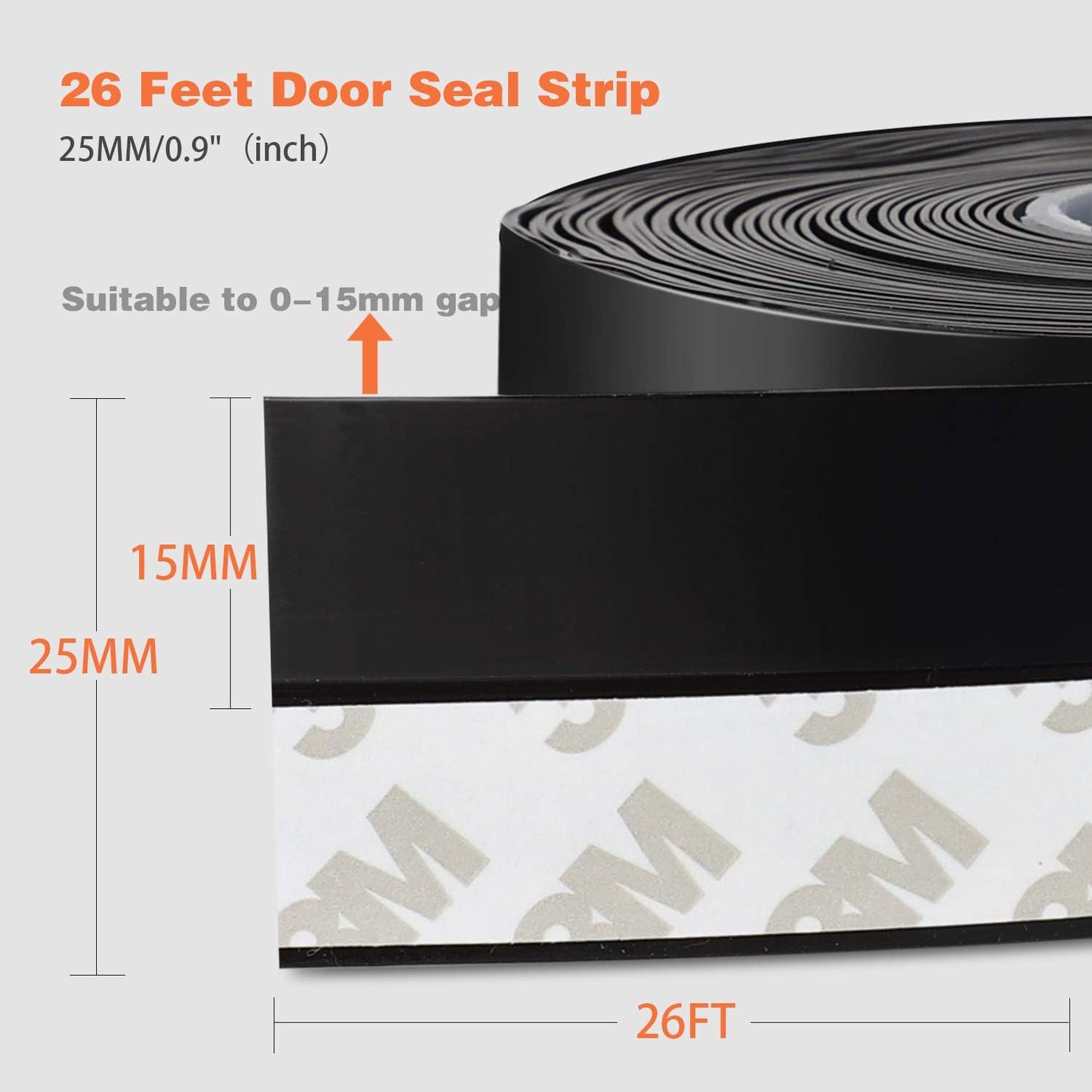 26 Feet Silicone Seal Strip,Door Weather Stripping Door Seal Strip Window Seal Silicone Sealing Tape for Door Draft Stopper Adhesive Tape (Transparent, 45mm)