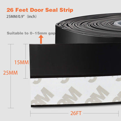 26 Feet Silicone Seal Strip,Door Weather Stripping Door Seal Strip Window Seal Silicone Sealing Tape for Door Draft Stopper Adhesive Tape (Transparent, 45mm)