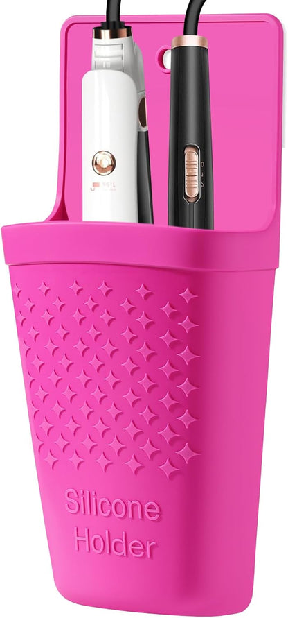 ZAKRA Curling Iron Holder,Heat Resistant Silicone Holder for Flat Iron,Hair Straightener,Hot Hair Tools,Vanity Accessories Organizer.(Grey)