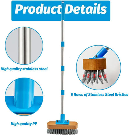 YONILL Grout Brush with Long Handle - Heavy Duty Grout Cleaner Brushes for Tile Floors, Swivel Stiff Bristles Floor Scrubber Cleaning Tool, Floor Scrub Brush for Shower, Kitchen, Baseboards and Corner