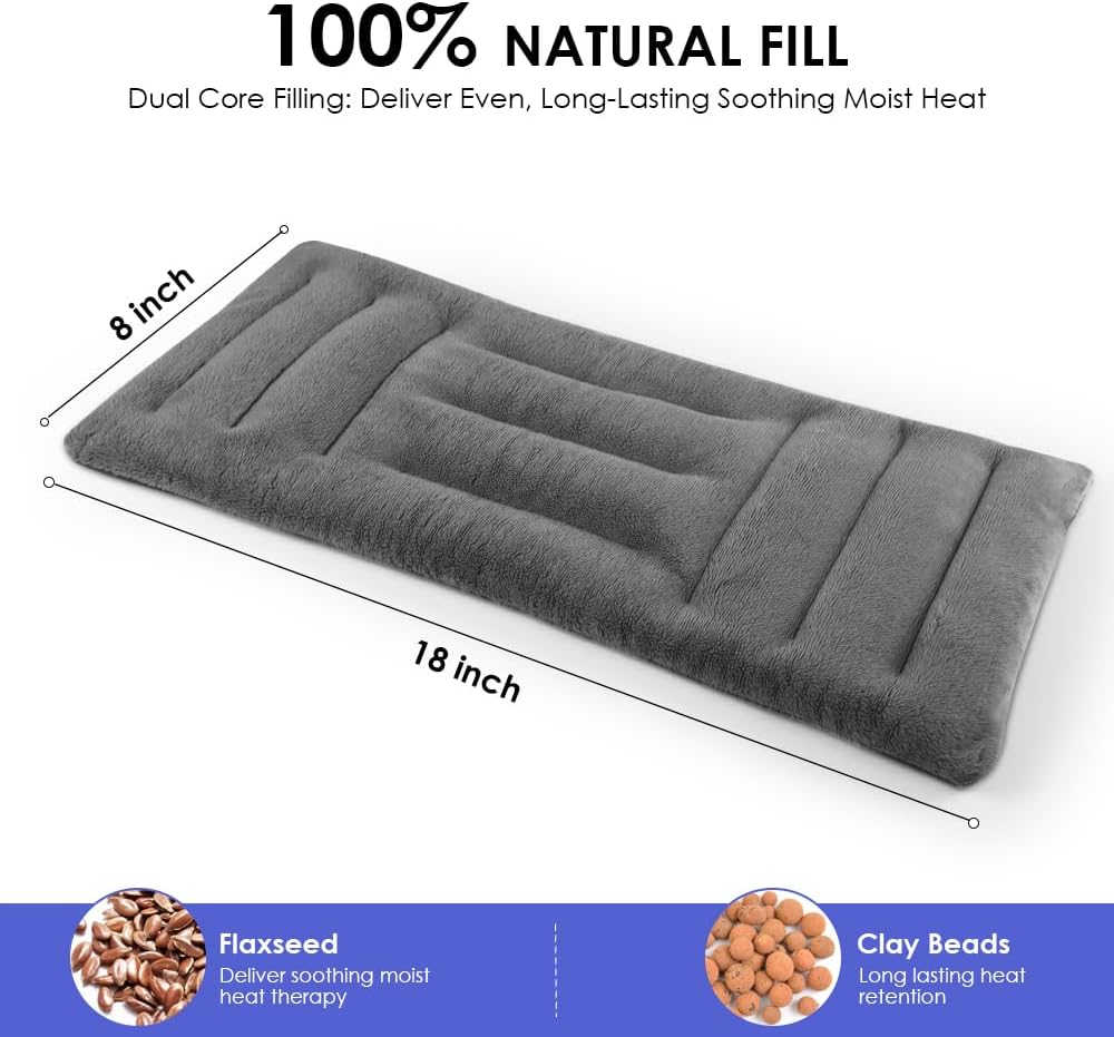 Microwave Heating Pad for Pain Relief, 8 x 18 Grey