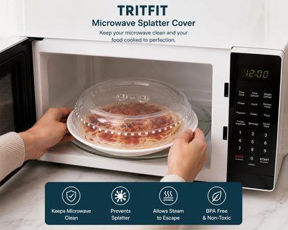 Microwave Splatter Cover 10.5" BPA-Free Lid with Vents. | Classic Design, Easy to pick-up, Dishwasher safe (Top rack).