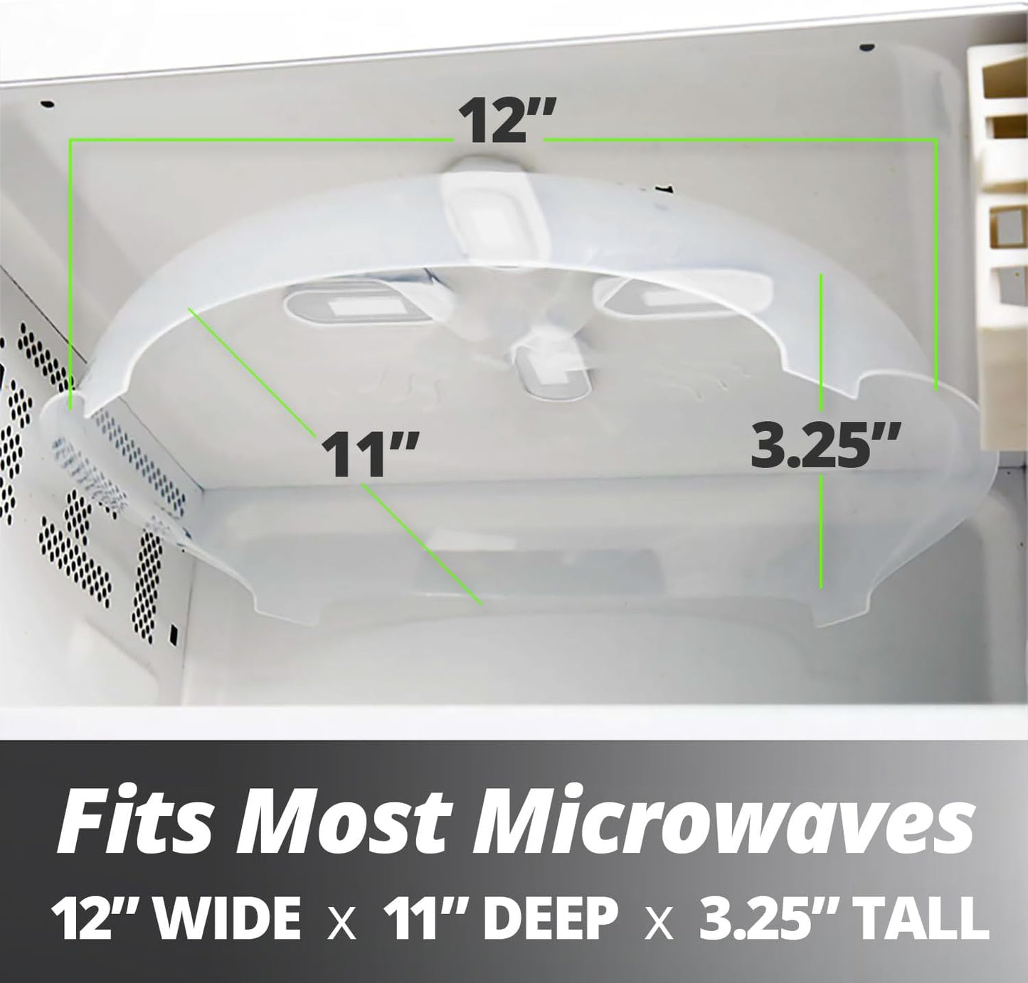 HOVER COVER Magnetic Microwave Splatter Cover for Food - 12-Inch - Gray | BPA-Free Lid, Vented Plate Guard with Steam Vents, Anti-Splash Microwave Lid, Dishwasher Safe, Space-Saving Magnetic Storage