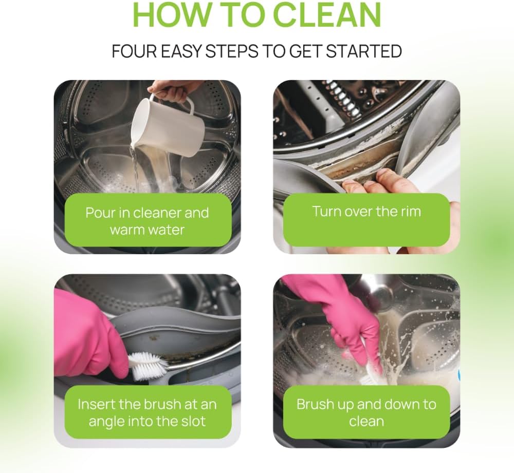 8 Pack Multi-Purpose Washing Machine & Dryer Vent Cleaning Kit | Dryer Lint Cleaner, Grout, Crevice & Lint Trap Cleaning Tools, Long Handle Laundry Brushes, For All Washers, Flexible