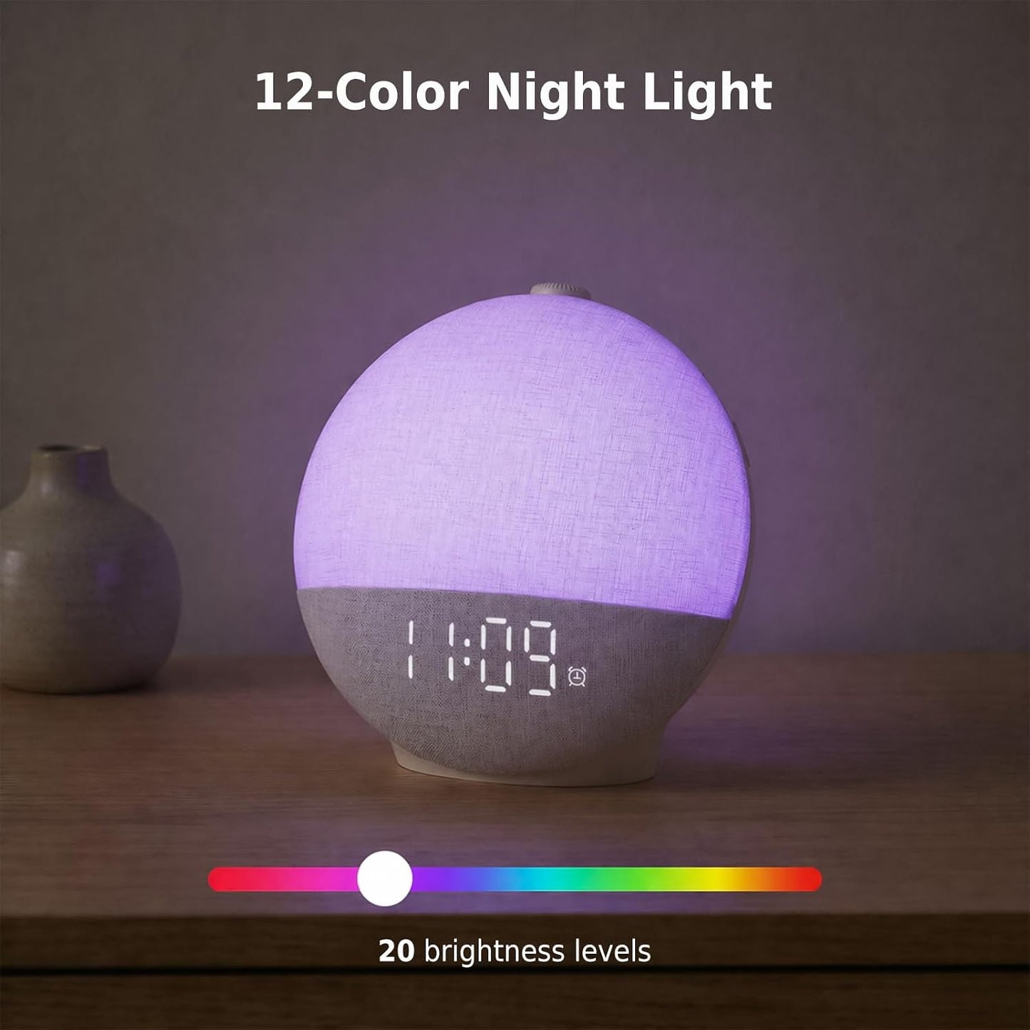 Sunrise Alarm Clock with Sound Machine, Natural Wake Up Light with Night Light, 30 Sleep Sounds, White Noise Machine Alarm Clocks for Bedrooms, Heavy Sleepers