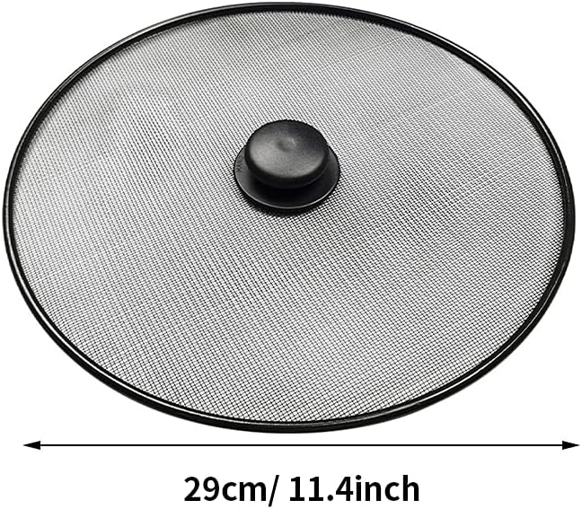 Splatter Screen, Frying Pan Splatter Screen, Splash Guard Lid with Knob, Extra Fine Mesh Splash Guard Pot Lid,Iron Coating Grease Guard Frying Pan Cover for Cooking(size:29cm)