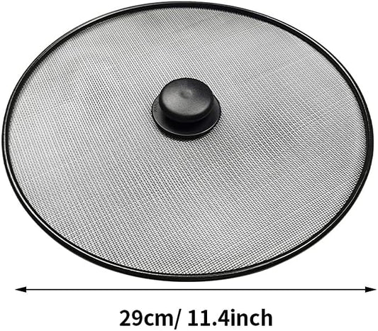 Splatter Screen, Frying Pan Splatter Screen, Splash Guard Lid with Knob, Extra Fine Mesh Splash Guard Pot Lid,Iron Coating Grease Guard Frying Pan Cover for Cooking(size:29cm)