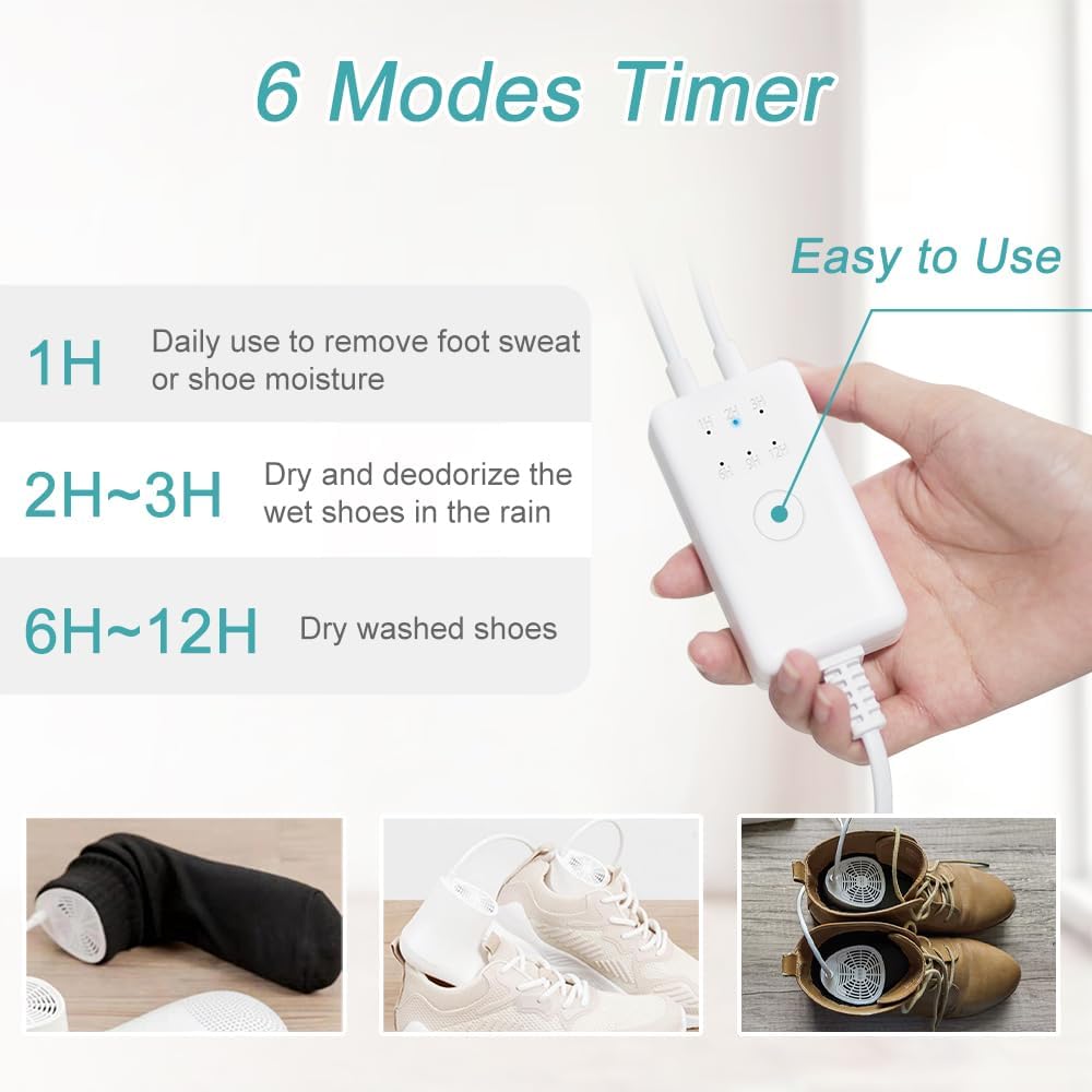 Shoe Dryer and Ozone Deodorizer with Timer Boots Dryer Portable | Shoes Socks Boots Warmer, No Noise | Strong Wire | US Plug