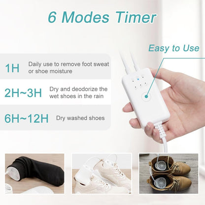 Shoe Dryer and Ozone Deodorizer with Timer Boots Dryer Portable | Shoes Socks Boots Warmer, No Noise | Strong Wire | US Plug