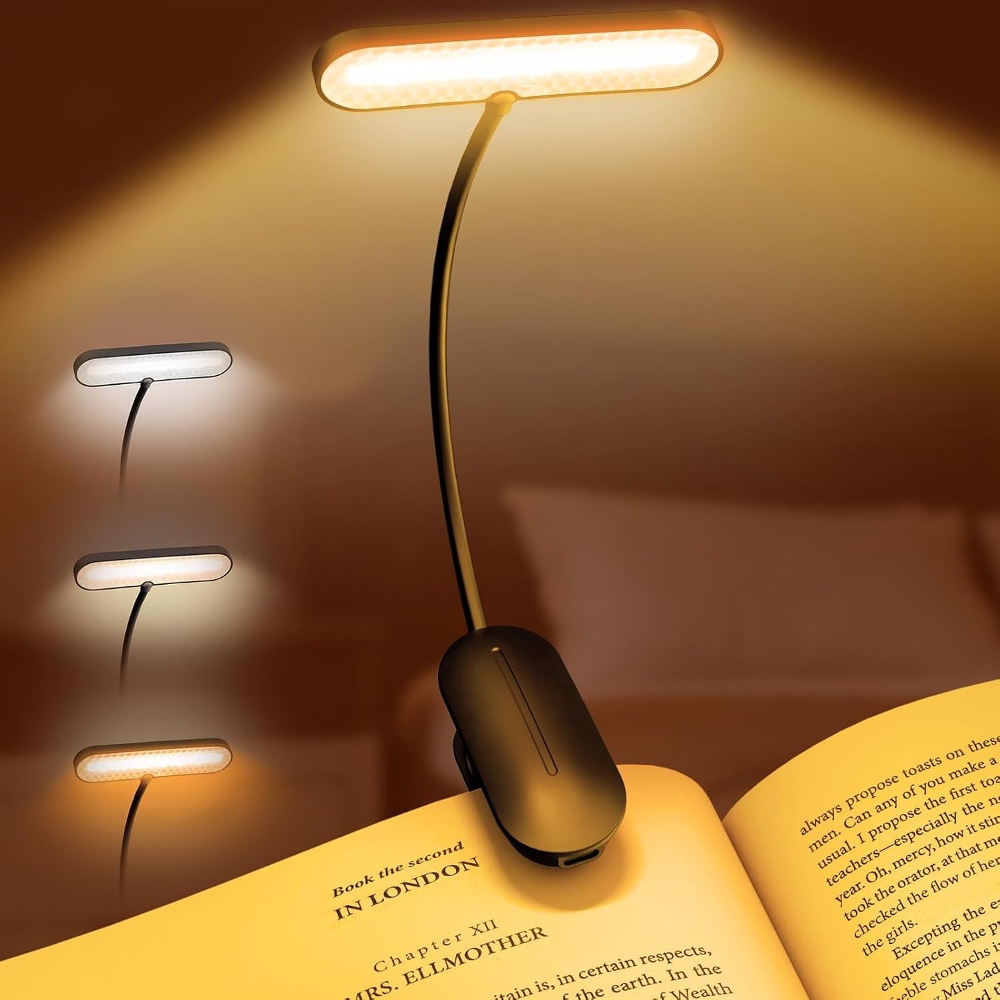 ARTIST'S DREAM Book Light for Reading at Night with 14 LEDs, 3 Eye-Caring Color Temperatures, Featuring Long Runtime and Lightweight Design - The Flexible Clip-On Book Light Designed for Book Lovers