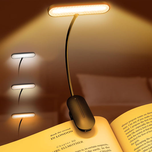 ARTIST'S DREAM Book Light for Reading at Night with 14 LEDs, 3 Eye-Caring Color Temperatures, Featuring Long Runtime and Lightweight Design - The Flexible Clip-On Book Light Designed for Book Lovers
