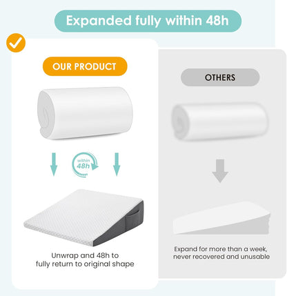 Cozymaker 10" Leg Elevation Pillows for Swelling, Cooling Gel Memory Foam Wedge Pillows for After Surgery, Sciatica Back Knee Hip Ankles Pain Relief, Leg Pillows for Sleeping