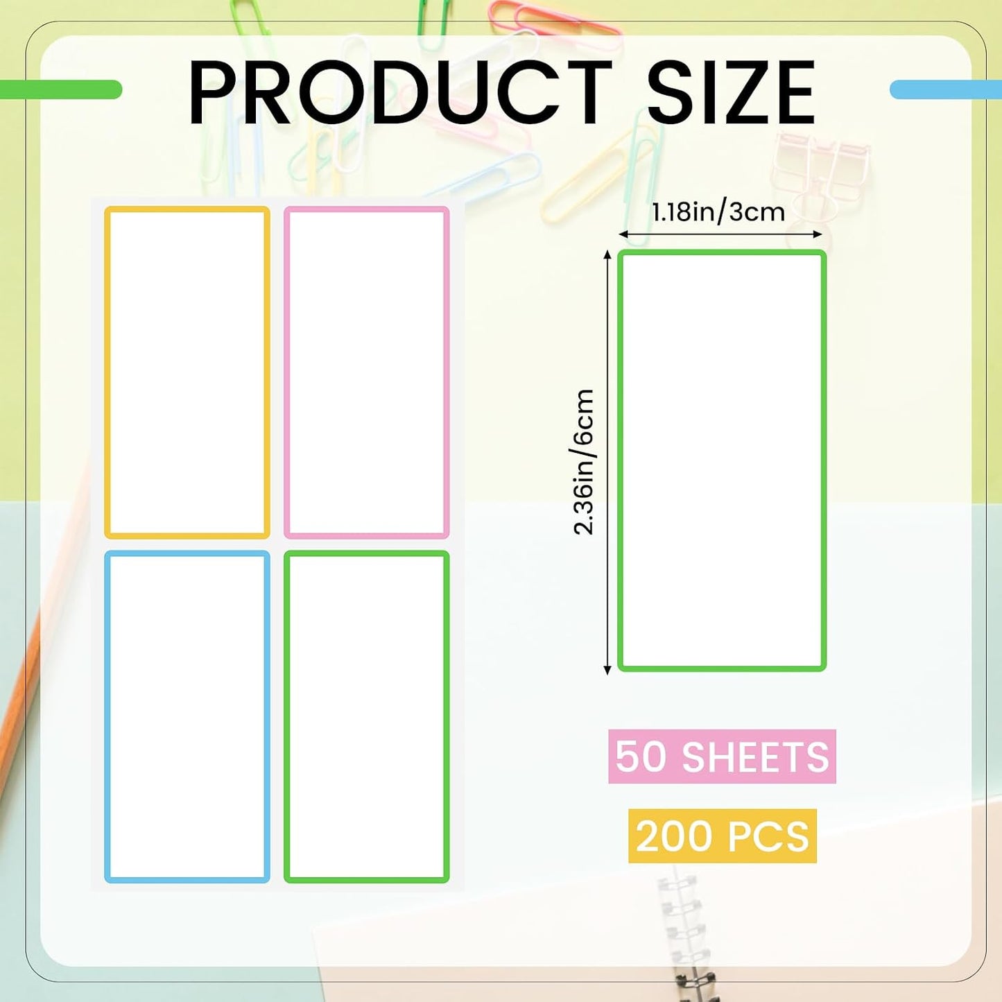 200 Pcs 2.4 X 1.2 Dry Erase Labels Stickers, Waterproof and Removable | Dry Erase Stickers, Reusable Labels for Storage Bins, Freezer, Kitchen, Classroom, Whiteboard, All Purpose Use