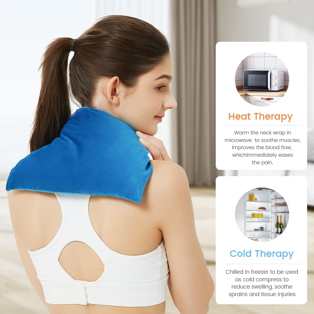 MORLIDEN Microwavable Heated Neck Wrap Warmer and Shoulder Weighted Heating Pad Microwave for Hot and Cold Compress - Purple