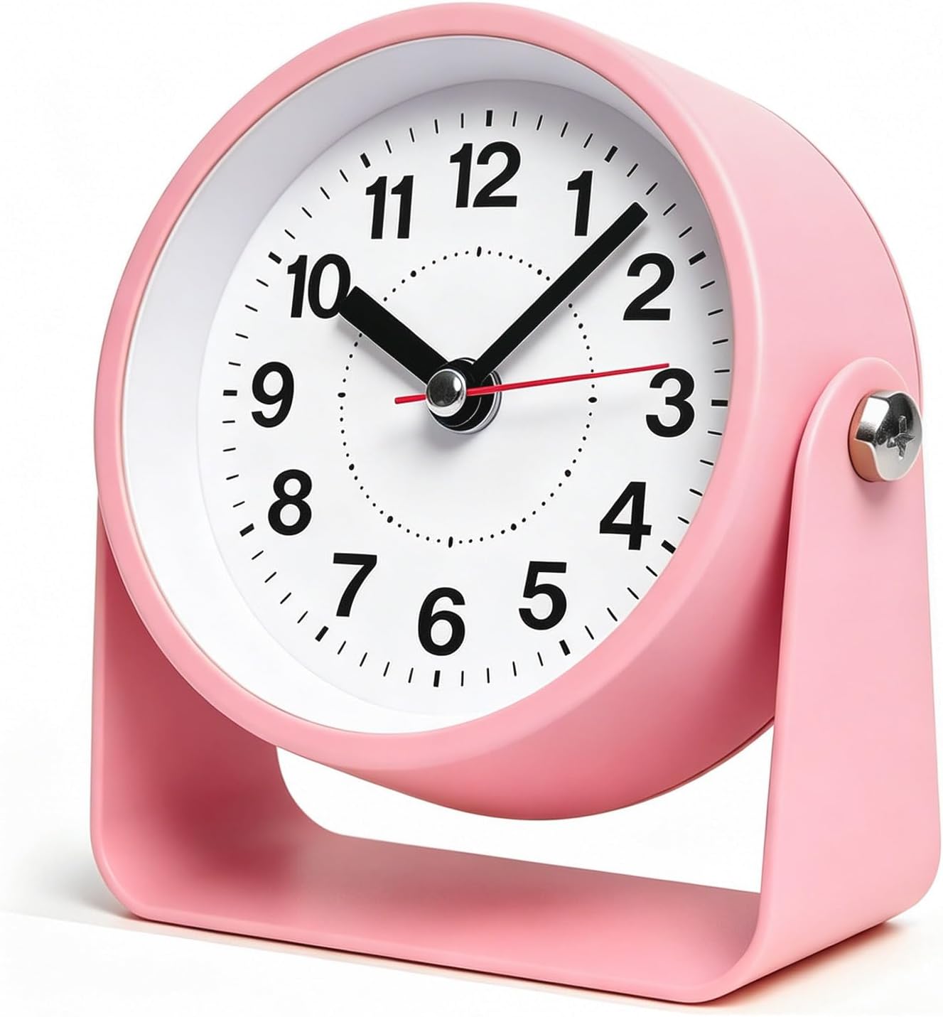 3.5" Analog Alarm Clock, Small Retro Desk Clock Battery Operated, Silent Metal Table Clock with Light for Living Room Decor,Bedroom,Bedside,Shelf, Adjustable Angle Snooze Clock for Adults Elderly