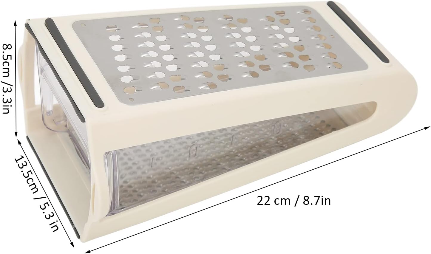 Cheese Grater - Reversible Box Grater with Two Sides Handheld | Double Sided Food Grater with Storage Container, Stainless Steel Blades for Cheese,Vegetables,Ginger,Garlic