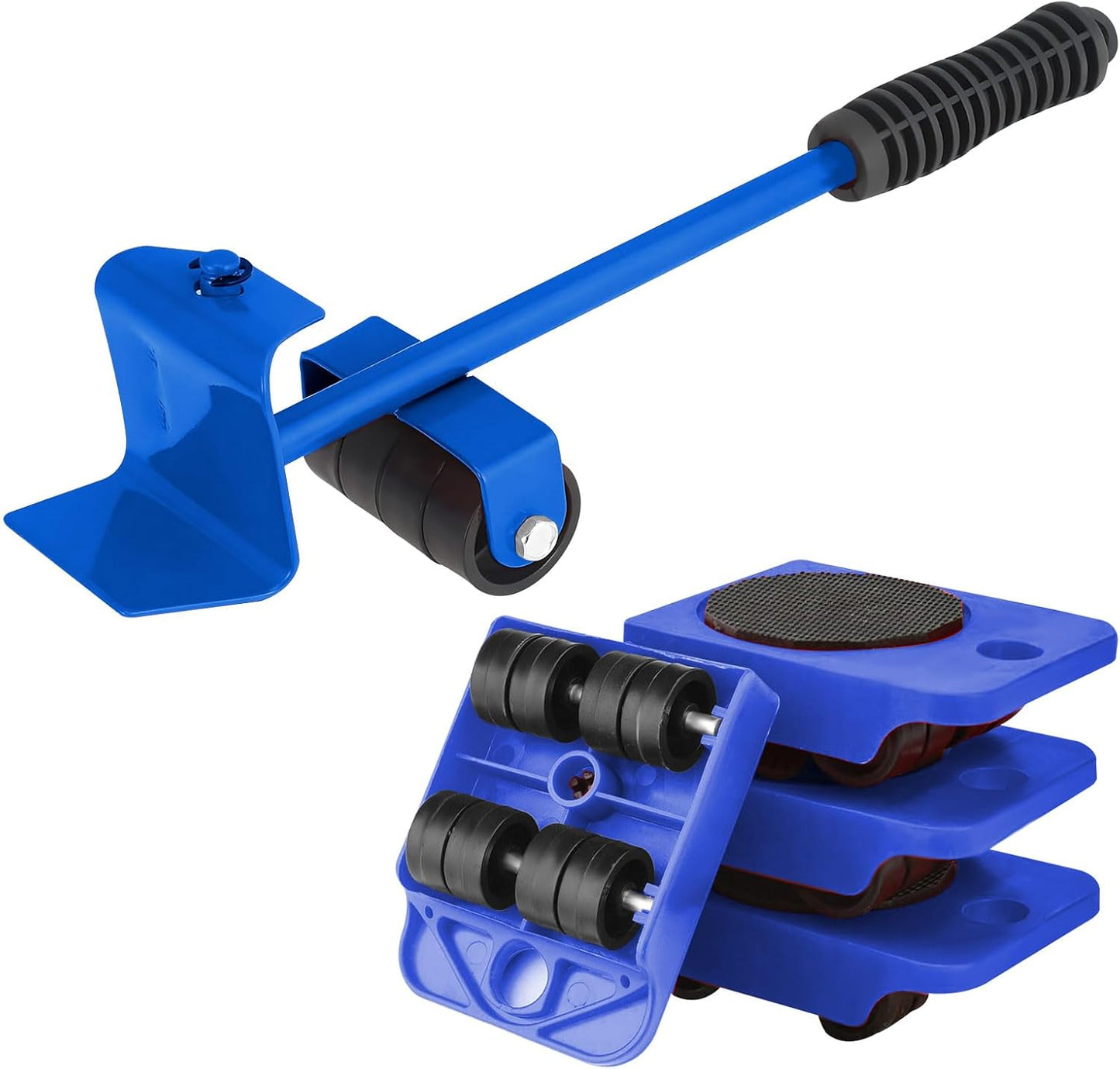 Huakaile Heavy Duty Furniture Lift Mover Tool Set, 1322 Lbs Load Capacity Furniture Lifter with Wheels Pallet, Adjustable Appliance Rollers Dolly for Table Refrigerator Floors Cabinet (Blue)