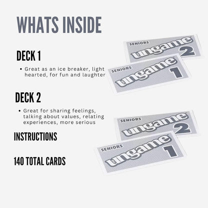 Pocket UNGAME - Seniors Edition - Non-Competitive Card Game for Seniors to Discuss, Share Values & self Express - Take a Walk Down Memory Lane - Age 55+