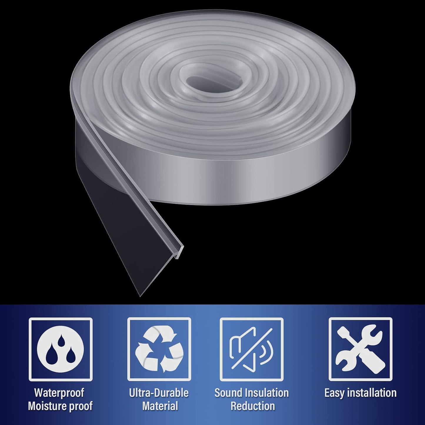 Treela 108-Inch 1" T-Slot Shower Door Seal Strip | Flexible silicone blocks leaks/splashes and replace old, cracked, loose, or missing door sweeps