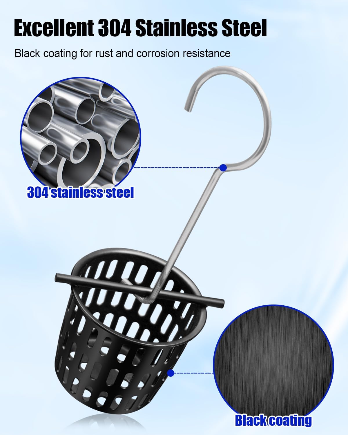 2 Pcs 2 Inch Hair and Debris Strainer, Black Coating Shower Drain Strainer with Lifting Hook, Stainless Steel Debris Basket Shower Catcher for Square/Floor Drain