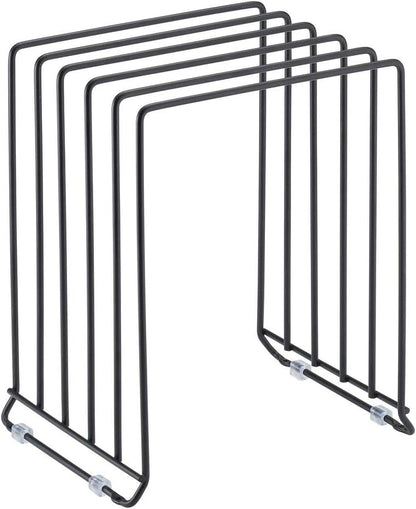 mDesign X-Large Steel Storage Tray Organizer Rack for Kitchen Cabinet - Divided Holder with 5 Slots for Skillets, Frying Pan, Pot Lids, Cutting Board, Baking Sheets - Concerto Collection - White