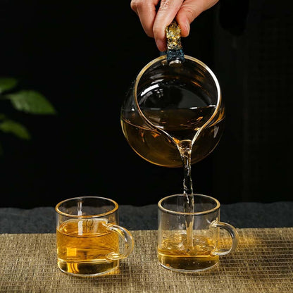 Glass Teapot Set with Infuser Semi Automatic Dragon Tea Set (Blue golden teapot)