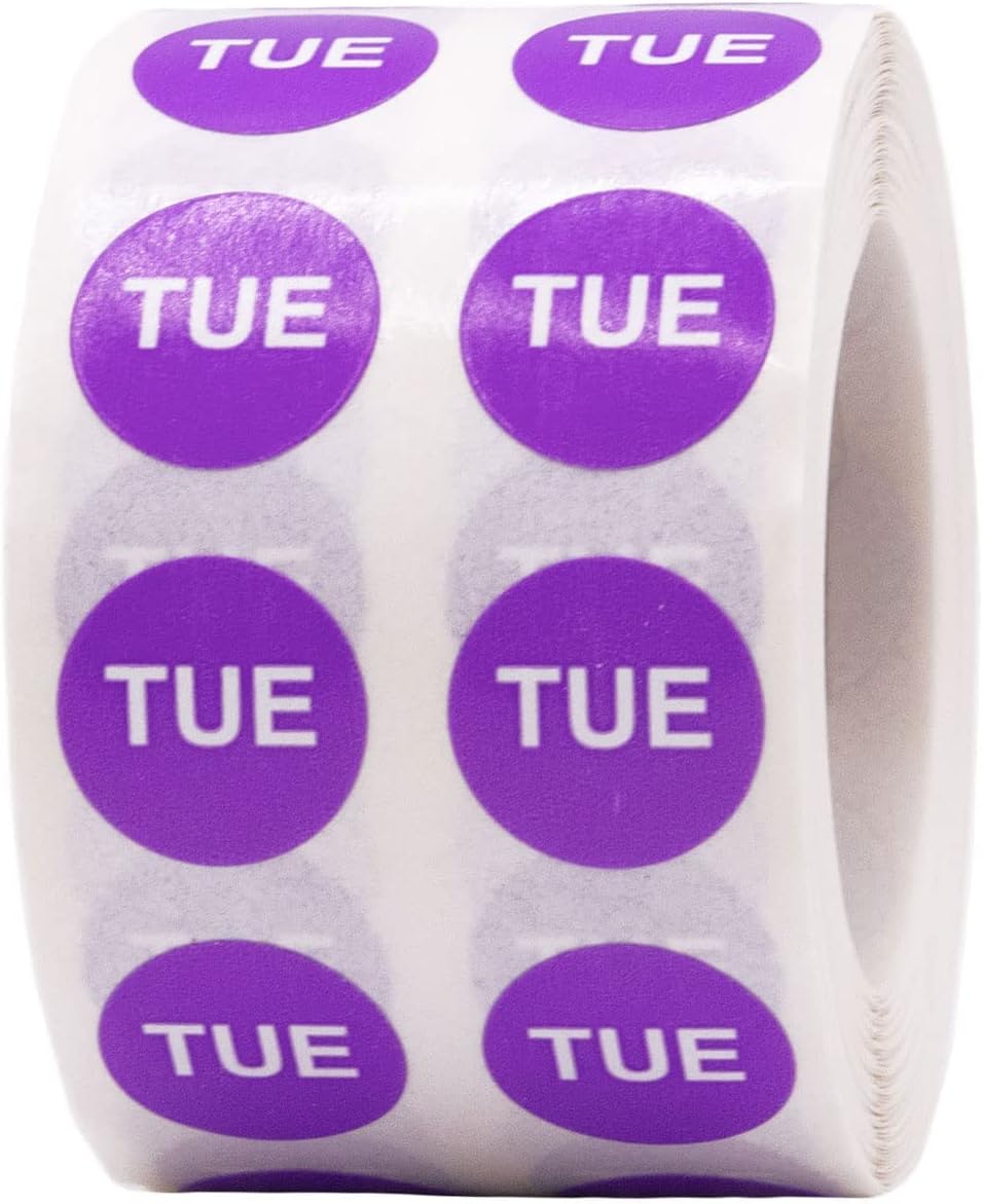 Red Circle Wednesday Stickers – 1/2 Inch Round Adhesive Labels, 1000 Total Stickers Per Roll for Inventory, Food Rotation, Organization, and Retail – Made in the USA
